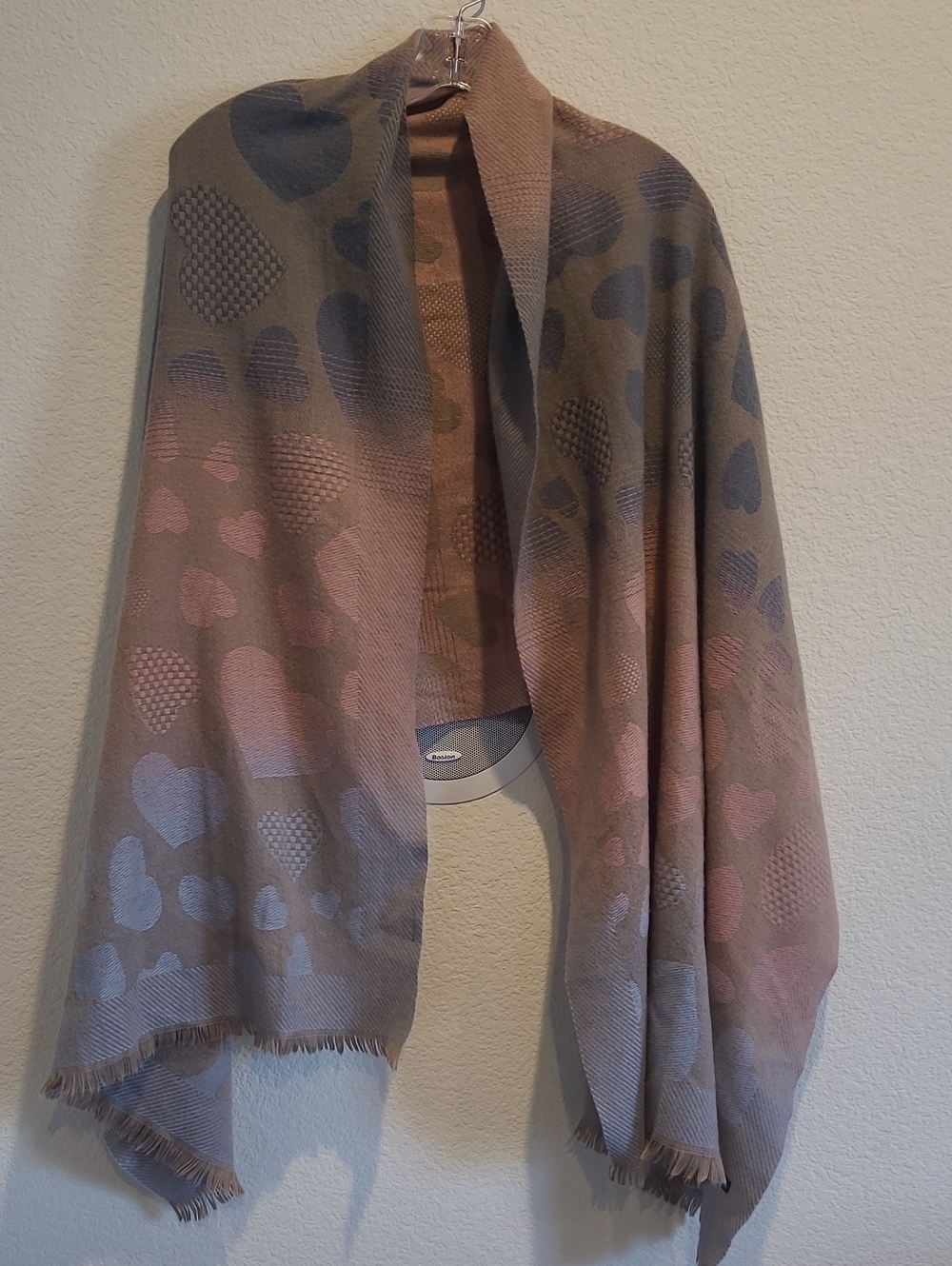 Sandro Ferrone Soft Ombre Heart Print Wrap Scarf - Taupe & Dusty Pink